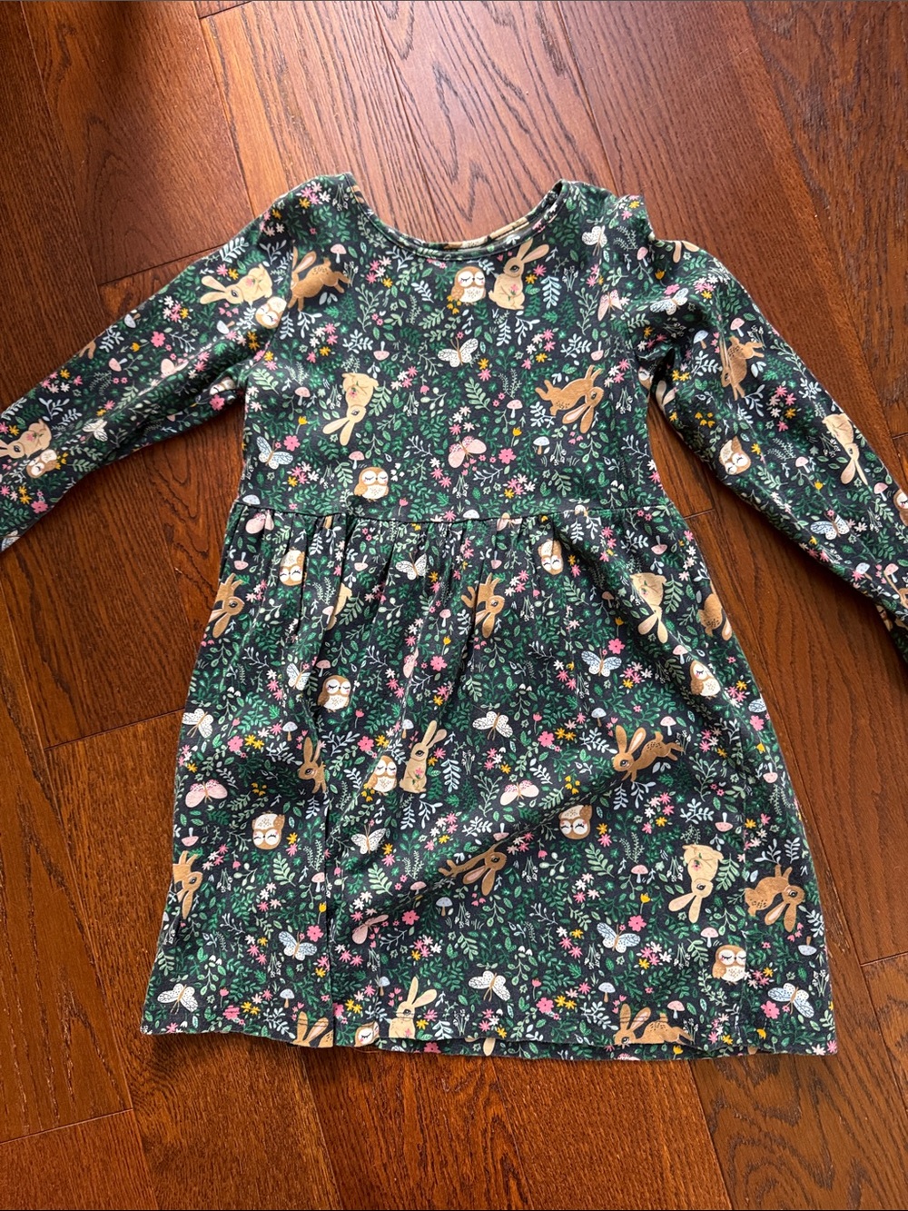 H&M Girls Long Sleeve Forest Animal Print Dress